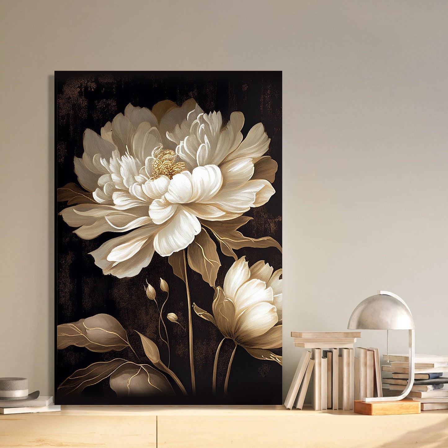 Kotart-Beautiful White Floral Canvas Painting for Home Living Room Bedroom Wall Decor - Home Decor Canvas Art-Posters, Prints, & Visual Artwork
