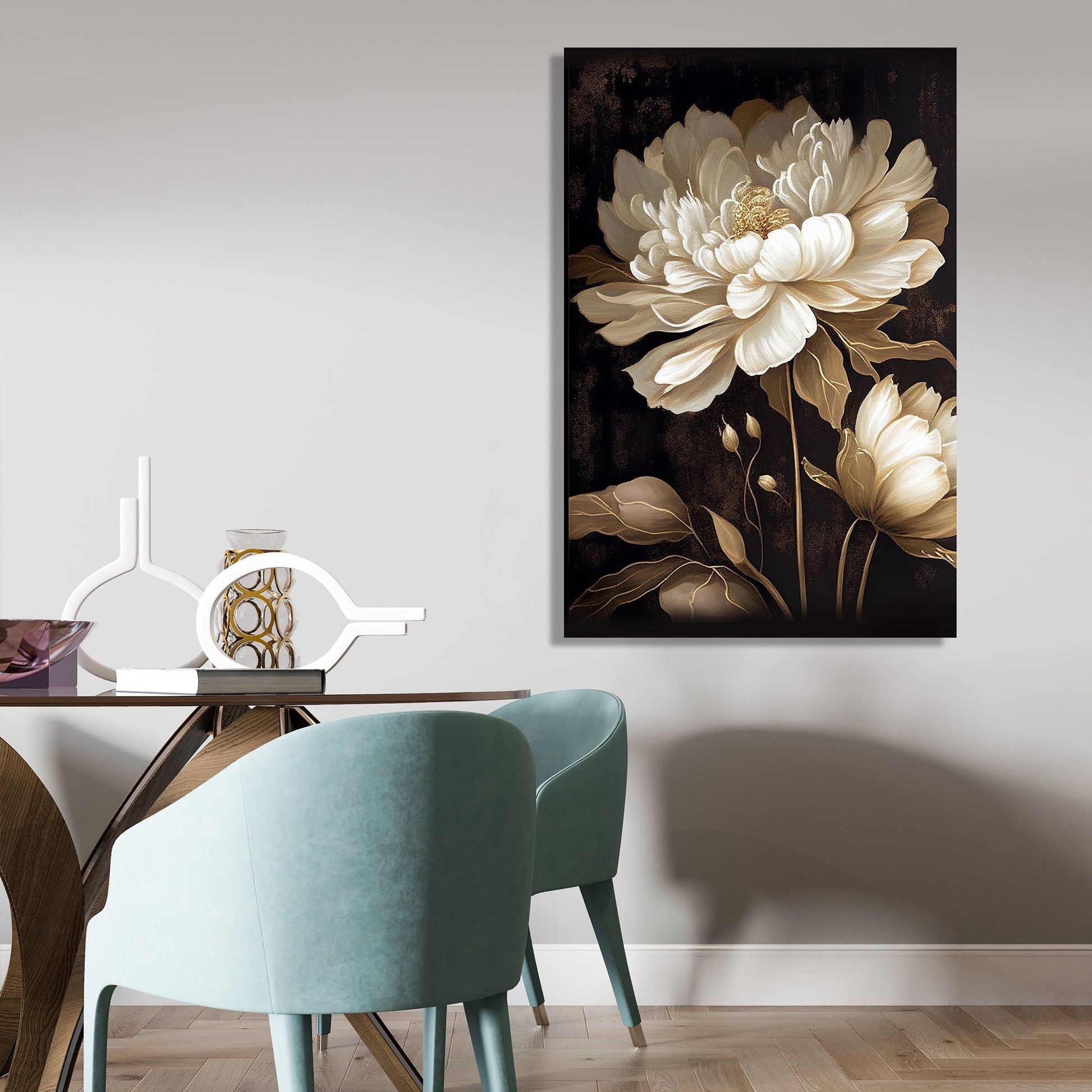 Kotart-Beautiful White Floral Canvas Painting for Home Living Room Bedroom Wall Decor - Home Decor Canvas Art-Posters, Prints, & Visual Artwork