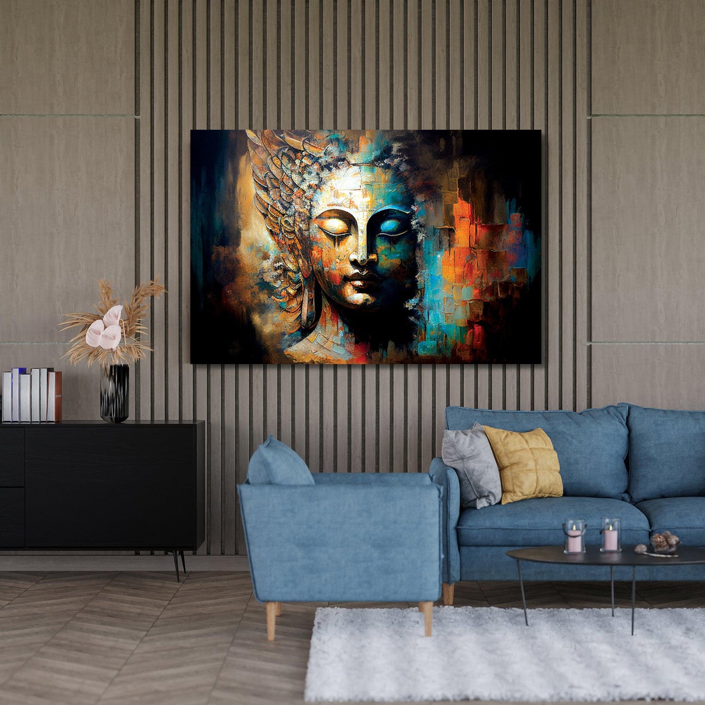 Kotart-Colorful Buddha Canvas Large Paintings - Vibrant Buddha Canvas Art-Posters, Prints, & Visual Artwork