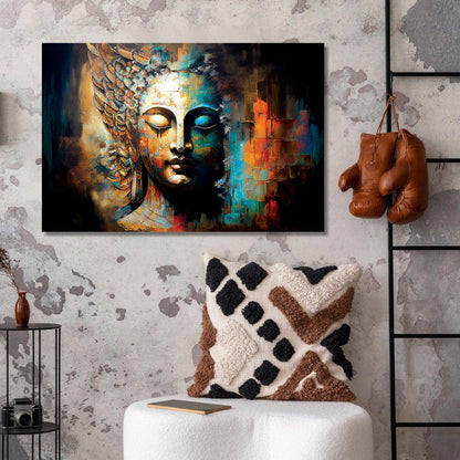 Kotart-Colorful Buddha Canvas Large Paintings - Vibrant Buddha Canvas Art-Posters, Prints, & Visual Artwork