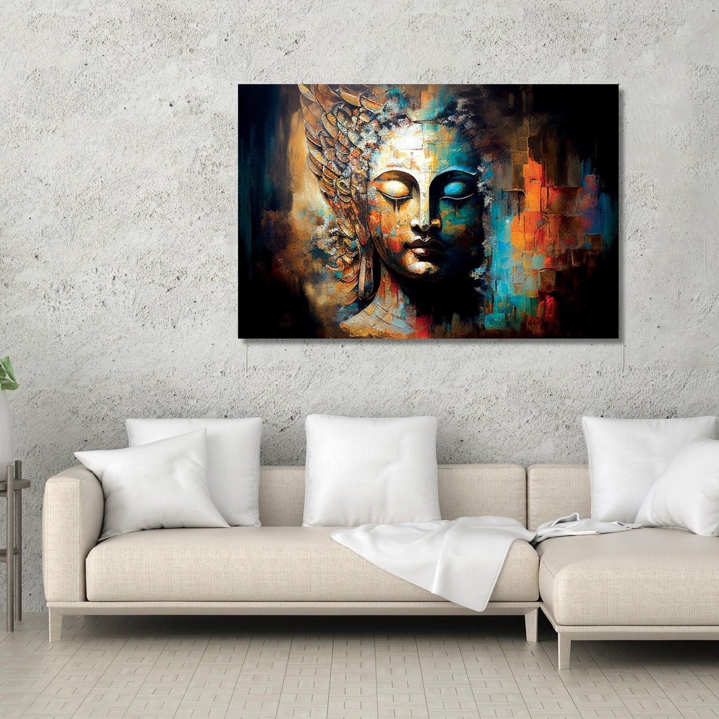 Kotart-Colorful Buddha Canvas Large Paintings - Vibrant Buddha Canvas Art-Posters, Prints, & Visual Artwork