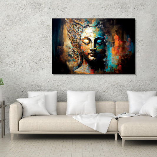 Kotart-Colorful Buddha Canvas Large Paintings - Vibrant Buddha Canvas Art-Posters, Prints, & Visual Artwork
