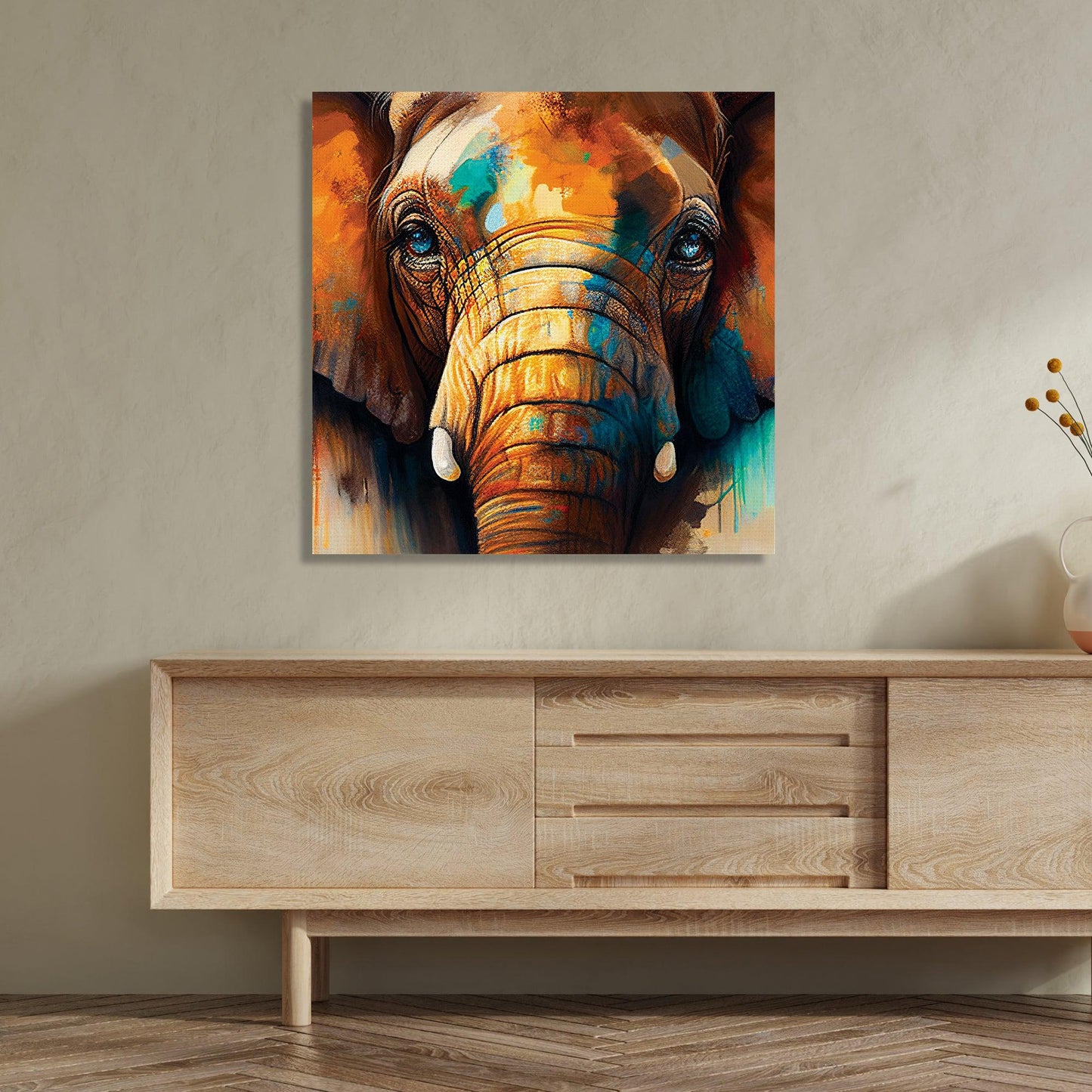 Kotart-Colorful Elephant Art Canvas Painting - Traditional Canvas Art-Posters, Prints, & Visual Artwork