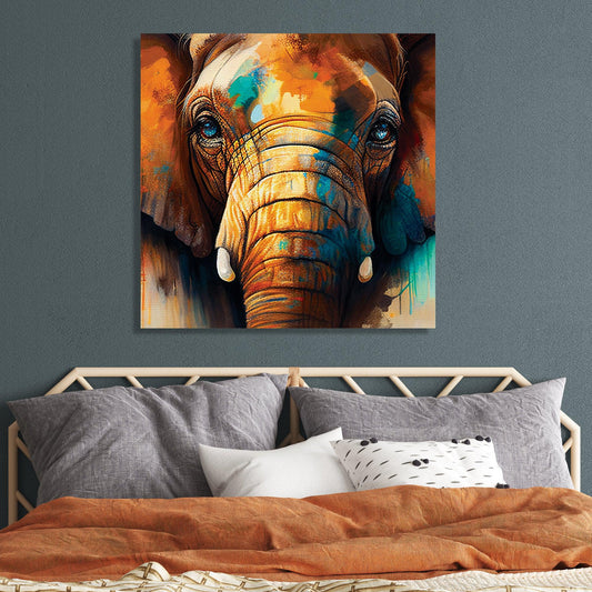 Kotart-Colorful Elephant Art Canvas Painting - Traditional Canvas Art-Posters, Prints, & Visual Artwork