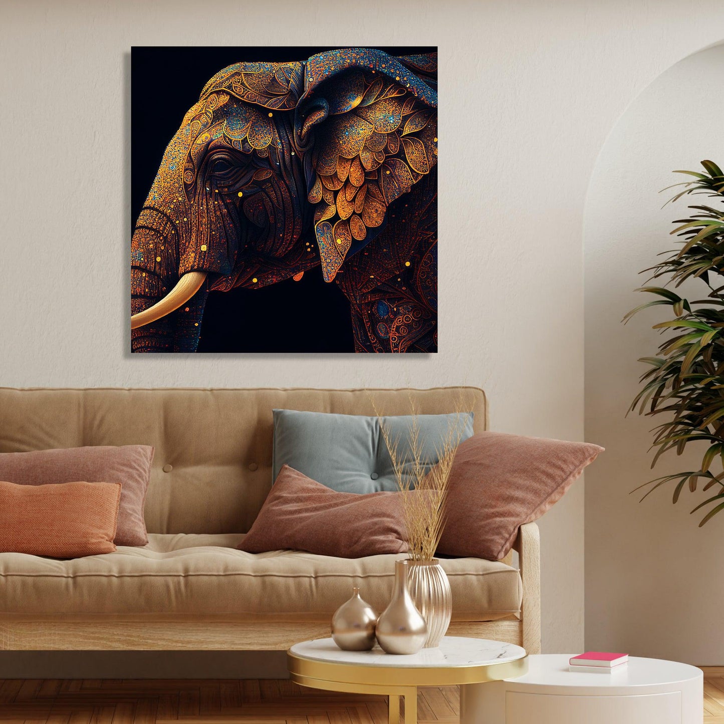 Kotart-Ethnic Elephant Art Canvas Painting - Traditional Indian Canvas Art Paintings-Posters, Prints, & Visual Artwork