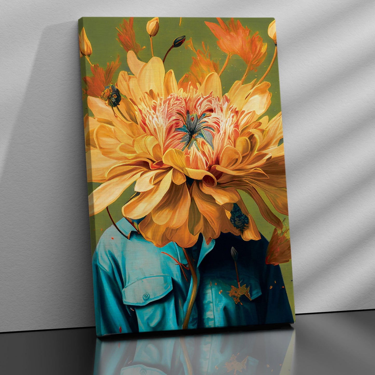 Kotart-Floral Head Canvas Art - Modern Floral Canvas Painting - Large Vibrant Canvas Art-Posters, Prints, & Visual Artwork