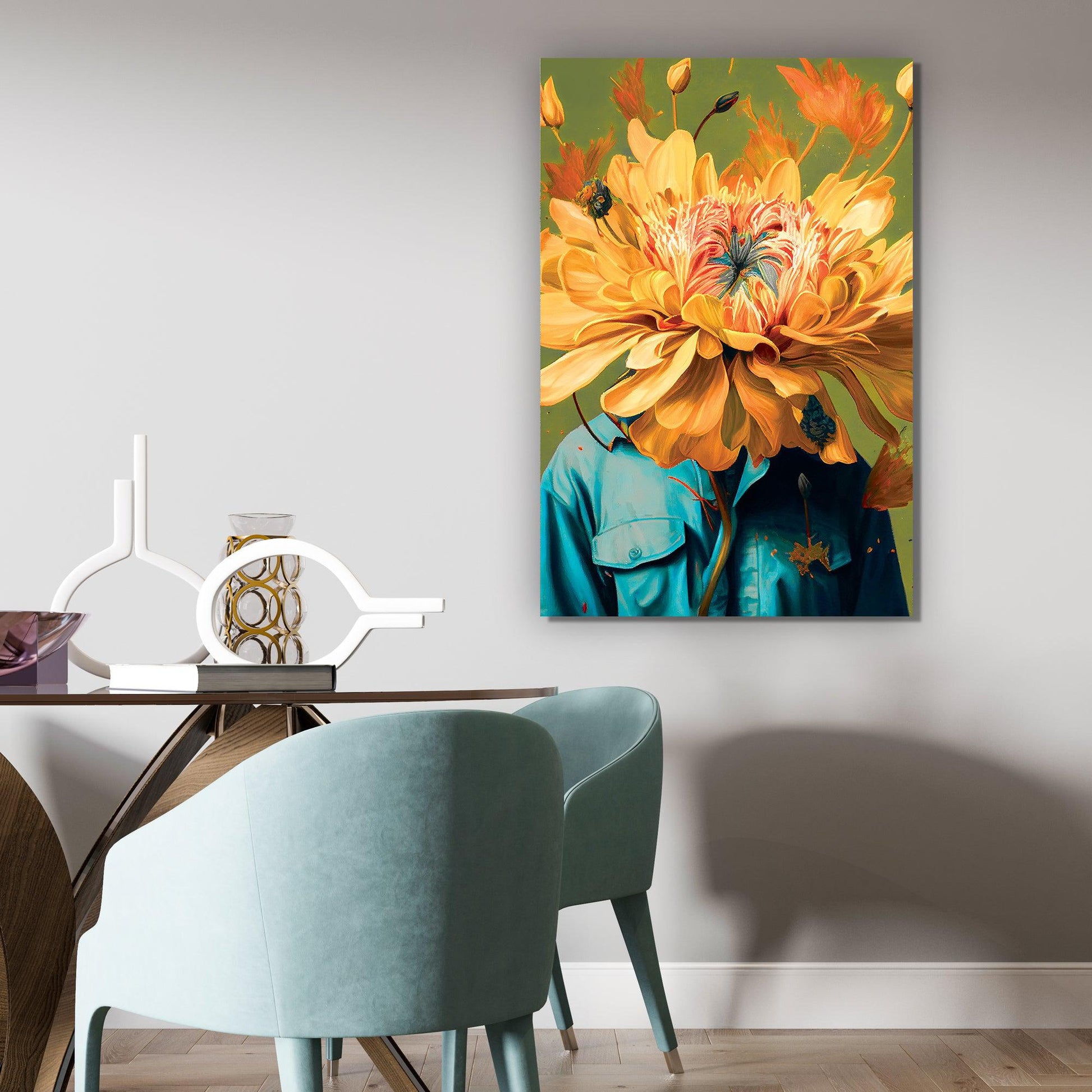 Kotart-Floral Head Canvas Art - Modern Floral Canvas Painting - Large Vibrant Canvas Art-Posters, Prints, & Visual Artwork