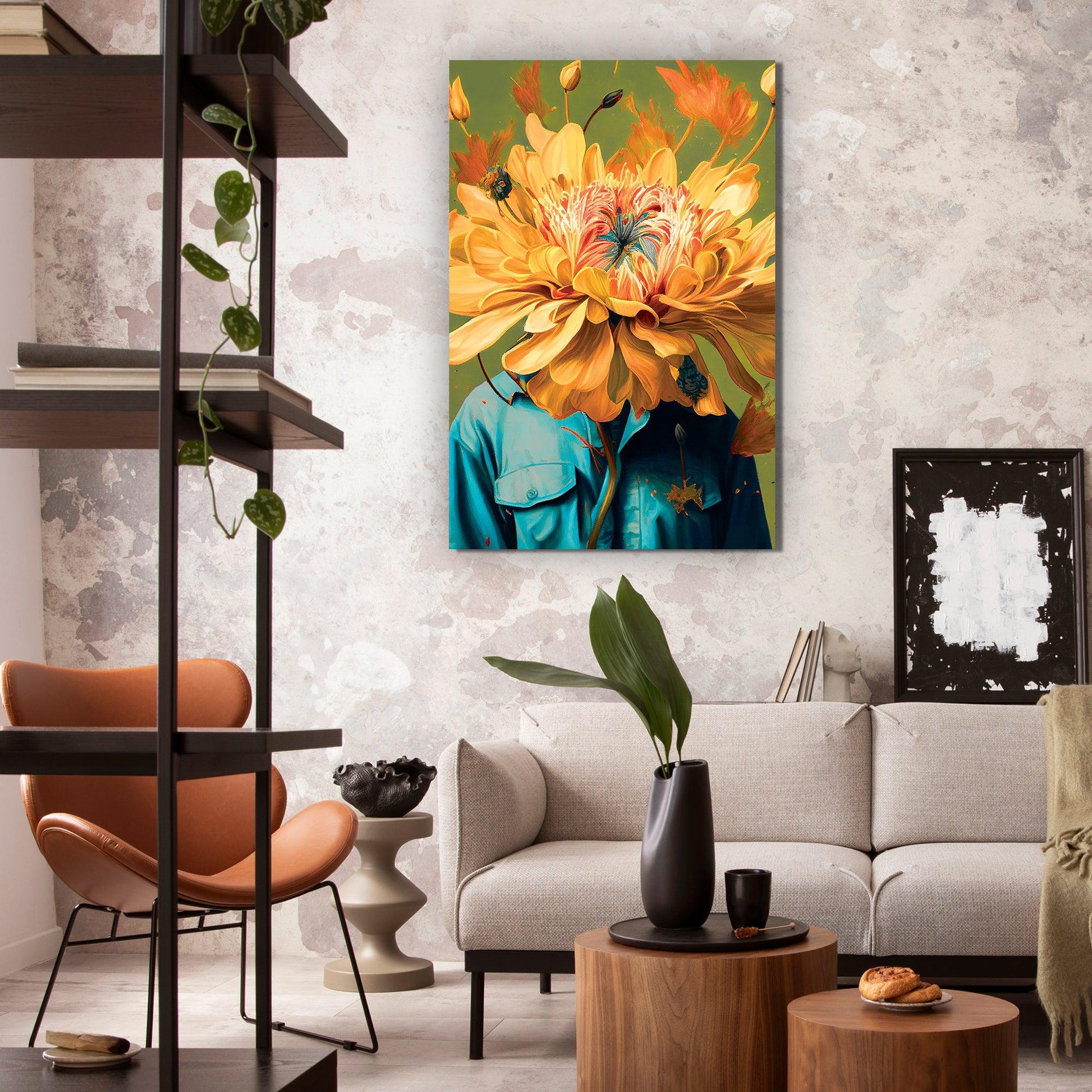 Kotart-Floral Head Canvas Art - Modern Floral Canvas Painting - Large Vibrant Canvas Art-Posters, Prints, & Visual Artwork