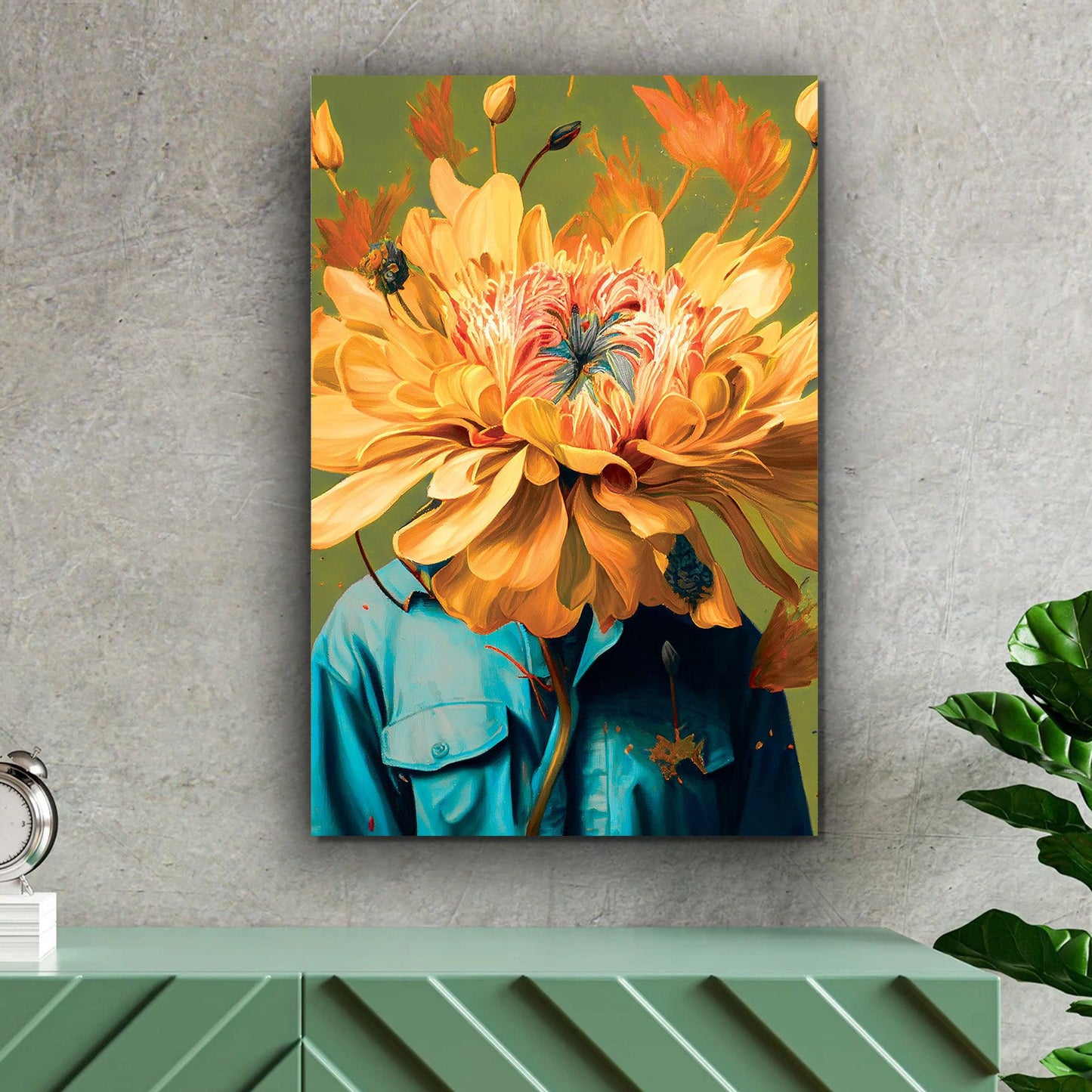 Kotart-Floral Head Canvas Art - Modern Floral Canvas Painting - Large Vibrant Canvas Art-Posters, Prints, & Visual Artwork