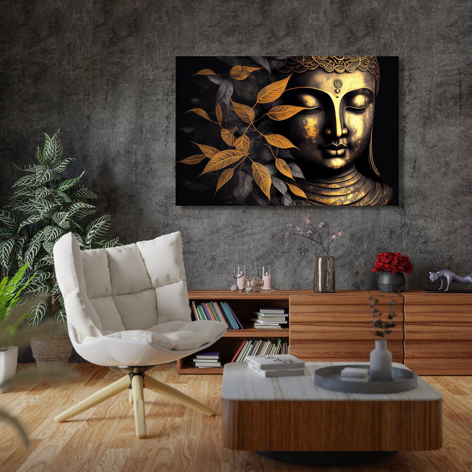 Kotart-Golden Buddha Canvas Painting - Large Canvas Art for Home and Living Room Wall decor-Posters, Prints, & Visual Artwork