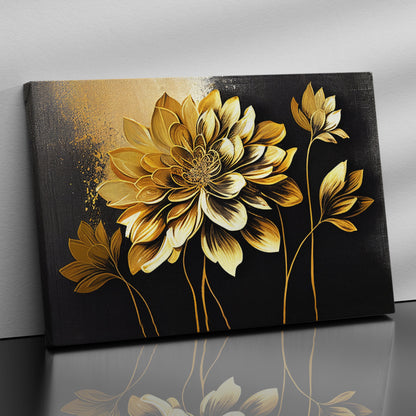 Kotart-Golden Floral Art Painting for Wall Decor - Canvas Art for Living Room Bedroom Wall Decoration-Posters, Prints, & Visual Artwork