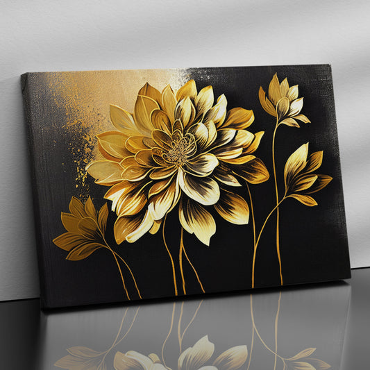 Kotart-Golden Floral Art Painting for Wall Decor - Canvas Art for Living Room Bedroom Wall Decoration-Posters, Prints, & Visual Artwork
