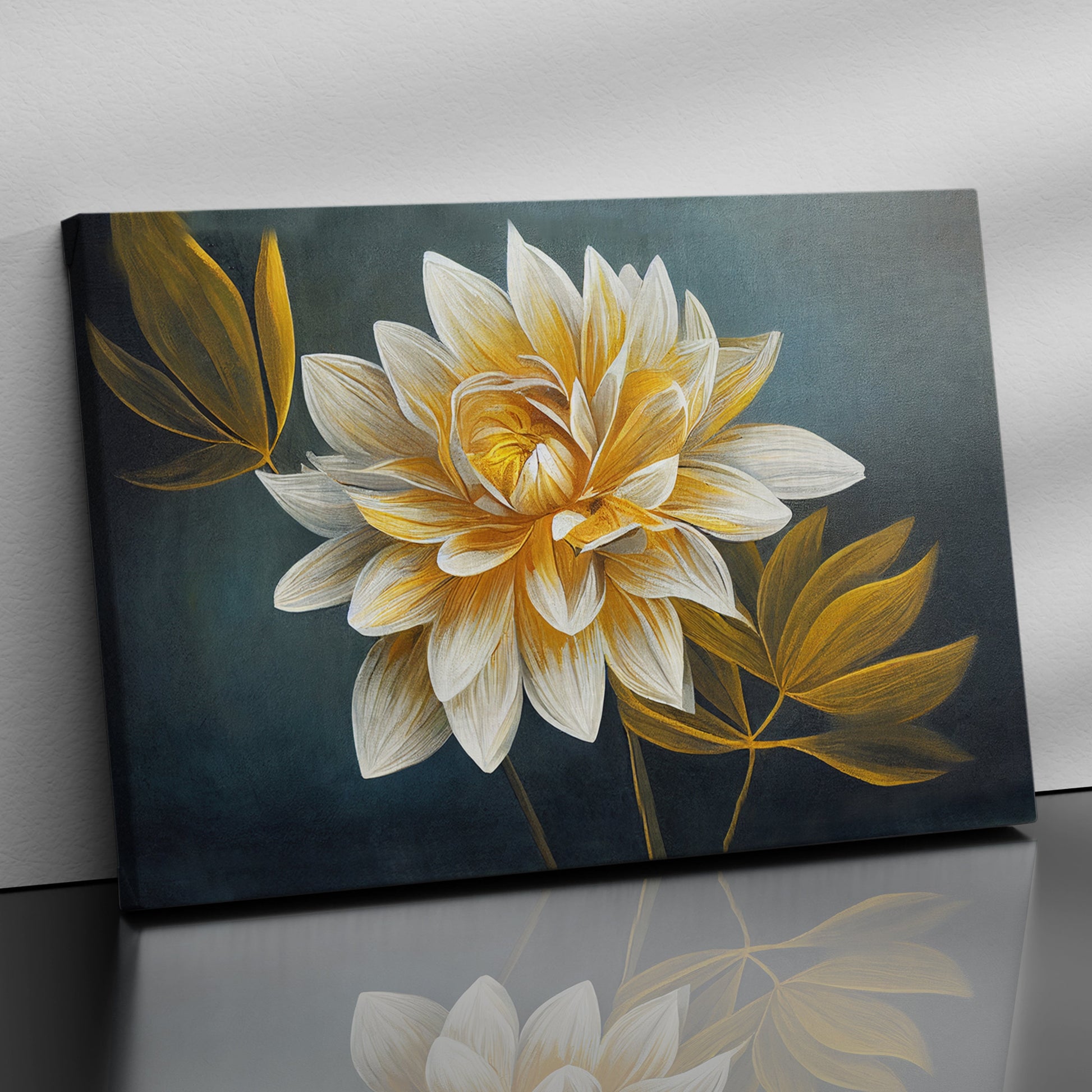 Kotart-Golden Floral Art Painting for Wall Decor - Canvas Art for Living Room Bedroom Wall-Posters, Prints, & Visual Artwork