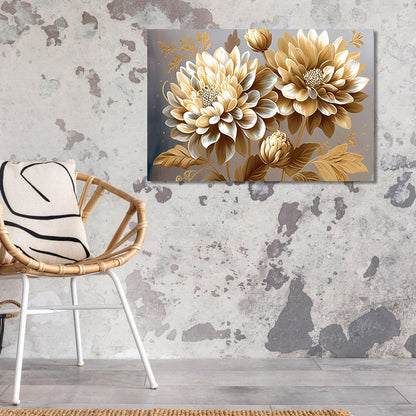 Kotart-Luxury Gold Floral Canvas Painting for Wall Decor - Nature Inspired Large Canvas Art-Posters, Prints, & Visual Artwork