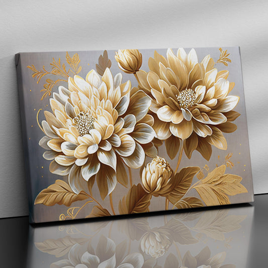 Kotart-Luxury Gold Floral Canvas Painting for Wall Decor - Nature Inspired Large Canvas Art-Posters, Prints, & Visual Artwork