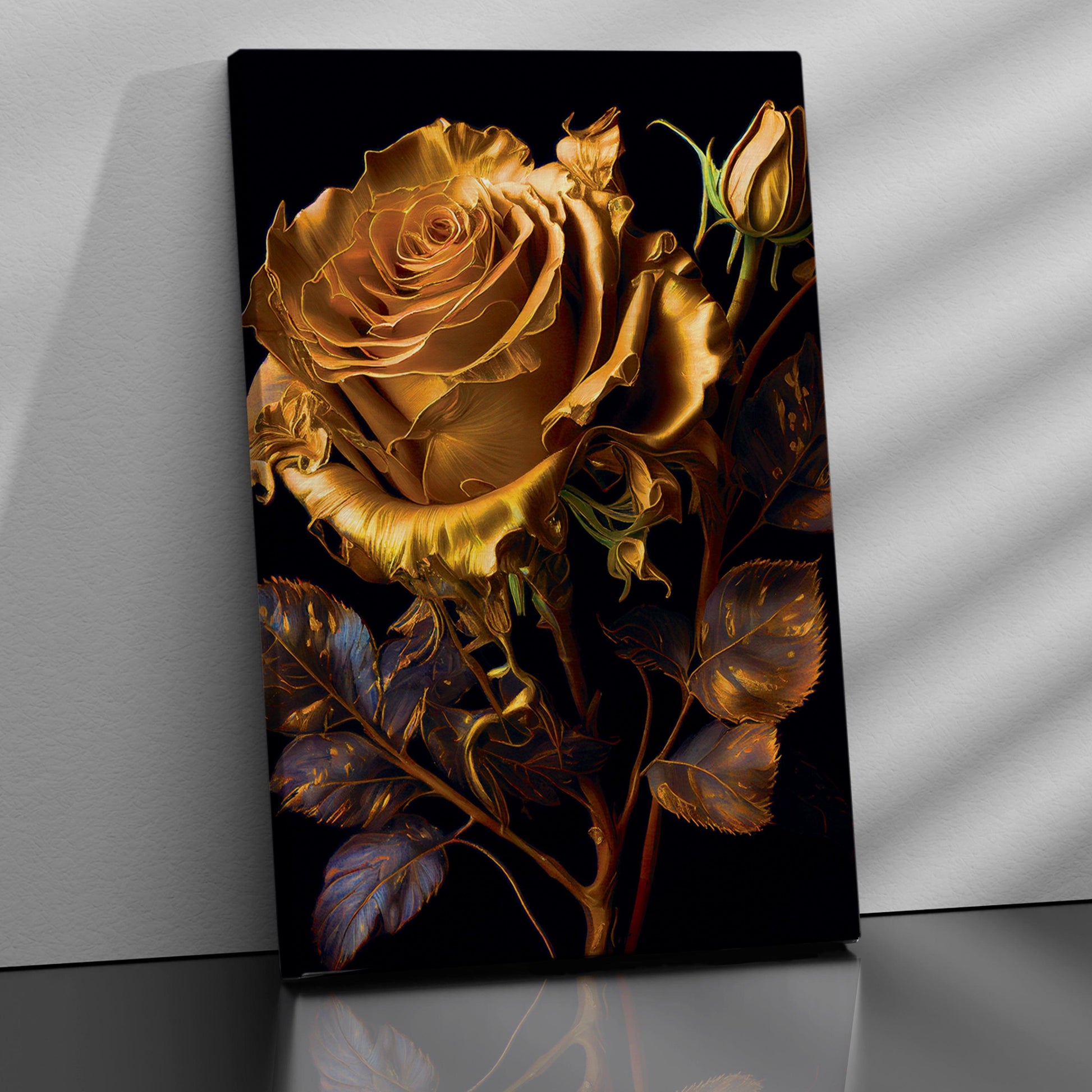 Kotart-Luxury Golden Canvas Painting - Large Floral Canvas Art for Wall Decor-Posters, Prints, & Visual Artwork