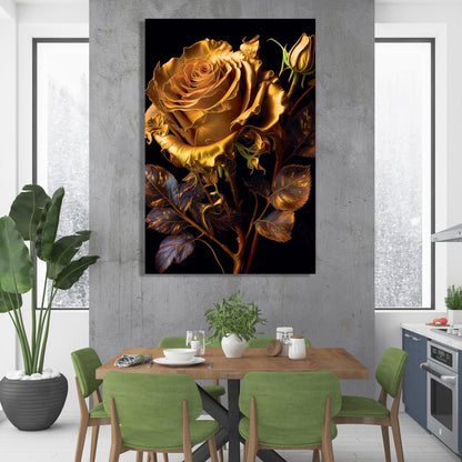 Kotart-Luxury Golden Canvas Painting - Large Floral Canvas Art for Wall Decor-Posters, Prints, & Visual Artwork