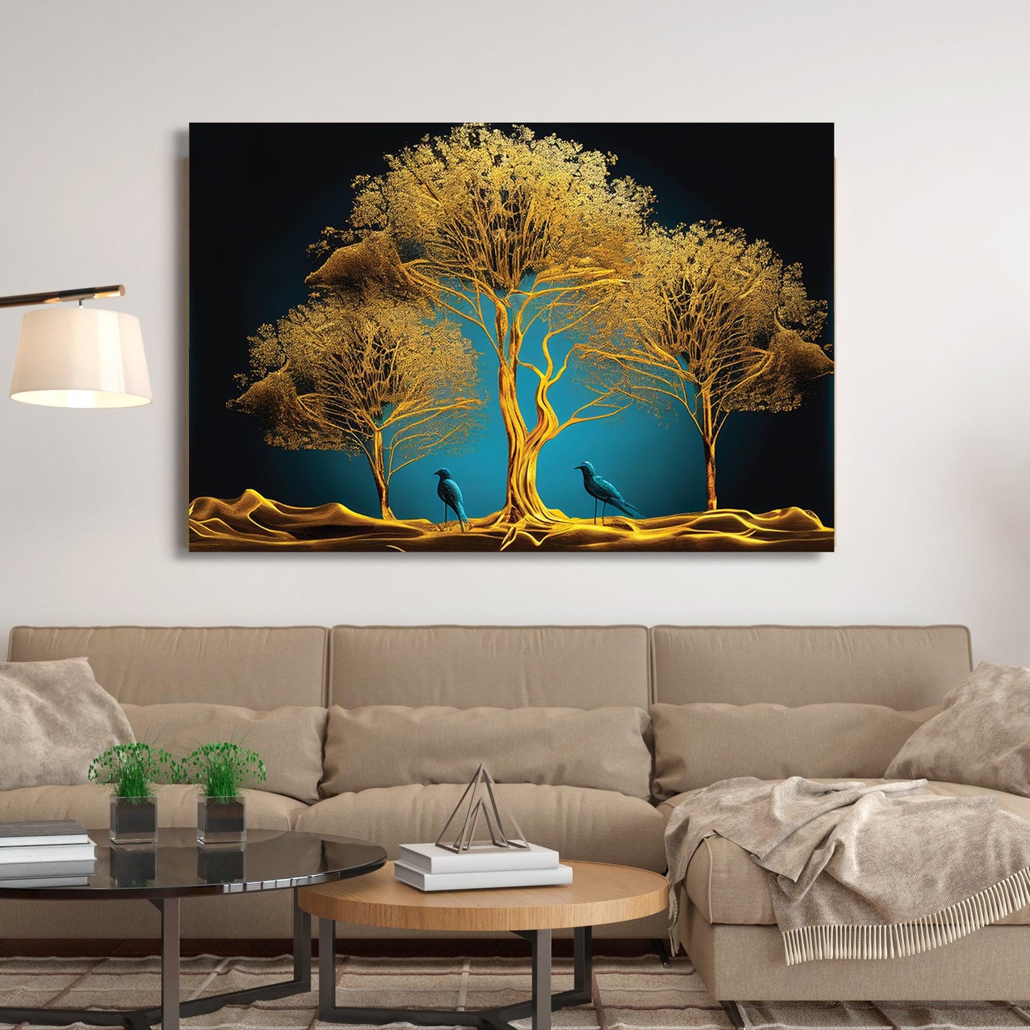 Kotart-Luxury Golden Forest Canvas Painting - Large Canvas Art for Wall Decor-Posters, Prints, & Visual Artwork