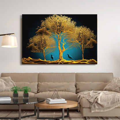 Kotart-Luxury Golden Forest Canvas Painting - Large Canvas Art for Wall Decor-Posters, Prints, & Visual Artwork