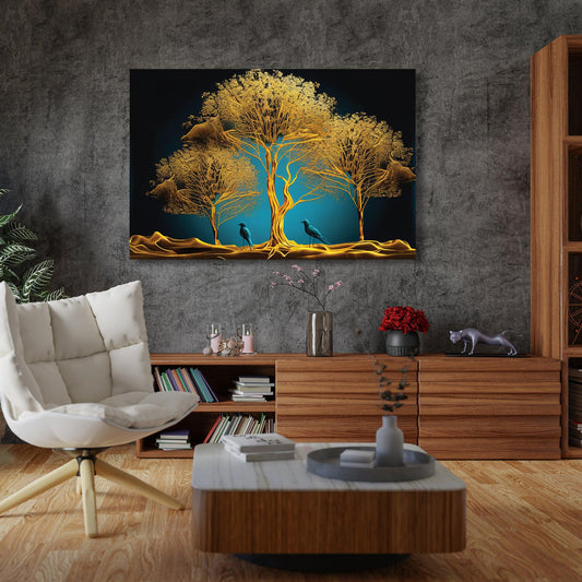 Kotart-Luxury Golden Forest Canvas Painting - Large Canvas Art for Wall Decor-Posters, Prints, & Visual Artwork
