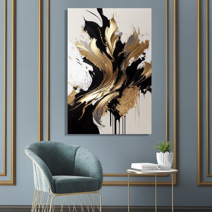 Kotart-Luxury Golden Pattern Abstract Art Painting for Living Room Bedroom Farmhouse Studio Salon Home and Office Wall Decor - Canvas Painting-Posters, Prints, & Visual Artwork