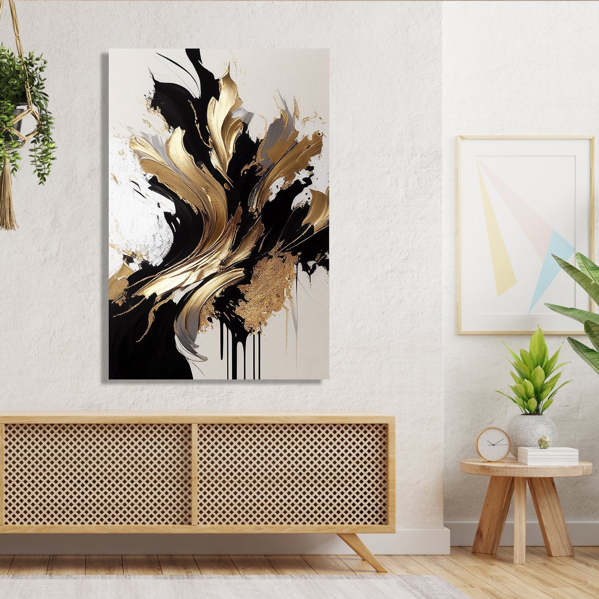 Kotart-Luxury Golden Pattern Abstract Art Painting for Living Room Bedroom Farmhouse Studio Salon Home and Office Wall Decor - Canvas Painting-Posters, Prints, & Visual Artwork