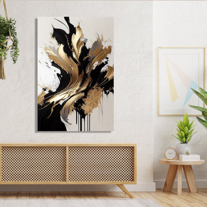Kotart-Luxury Golden Pattern Abstract Art Painting for Living Room Bedroom Farmhouse Studio Salon Home and Office Wall Decor - Canvas Painting-Posters, Prints, & Visual Artwork