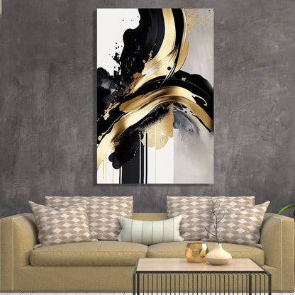 Kotart-Modern Abstract Art Canvas Painting - Golden Art For Living Room Bedroom Home Offices Studio and Salon Wall Decor-Posters, Prints, & Visual Artwork