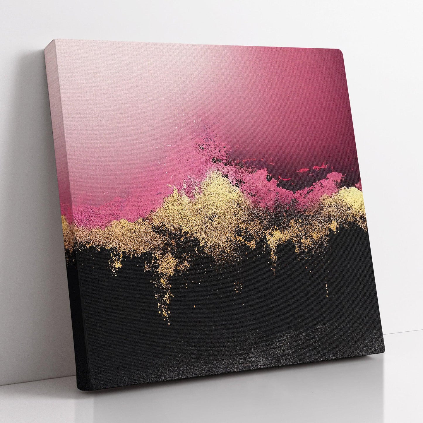 Kotart-Modern Art Canvas Painting | Abstract Art in Pink & Golden-Posters, Prints, & Visual Artwork