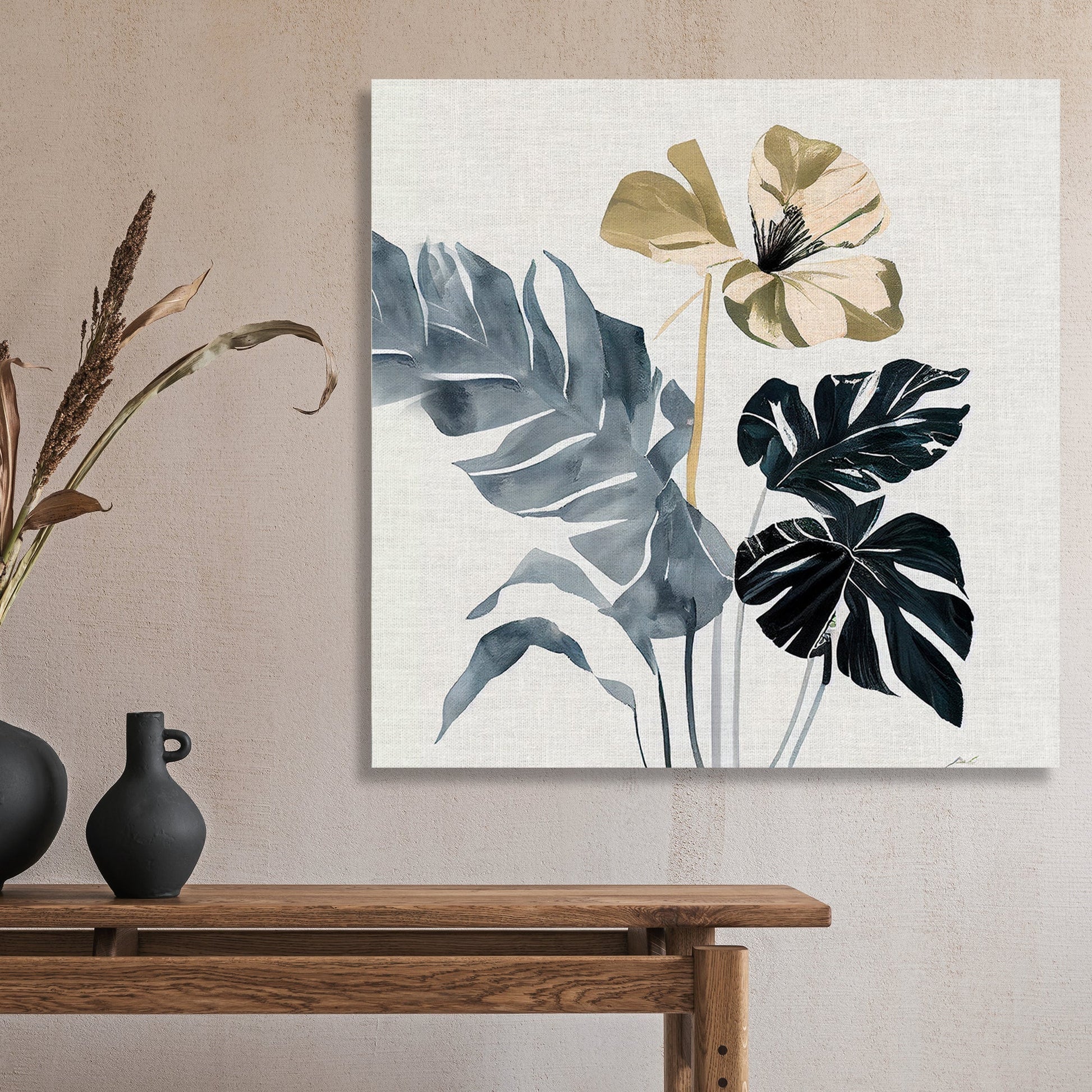 Kotart-Modern Art Canvas Painting - Nature Inspired Exotic Leaf's Canvas Paintings for Living Room Bedroom Home and Office Wall Decor-Posters, Prints, & Visual Artwork