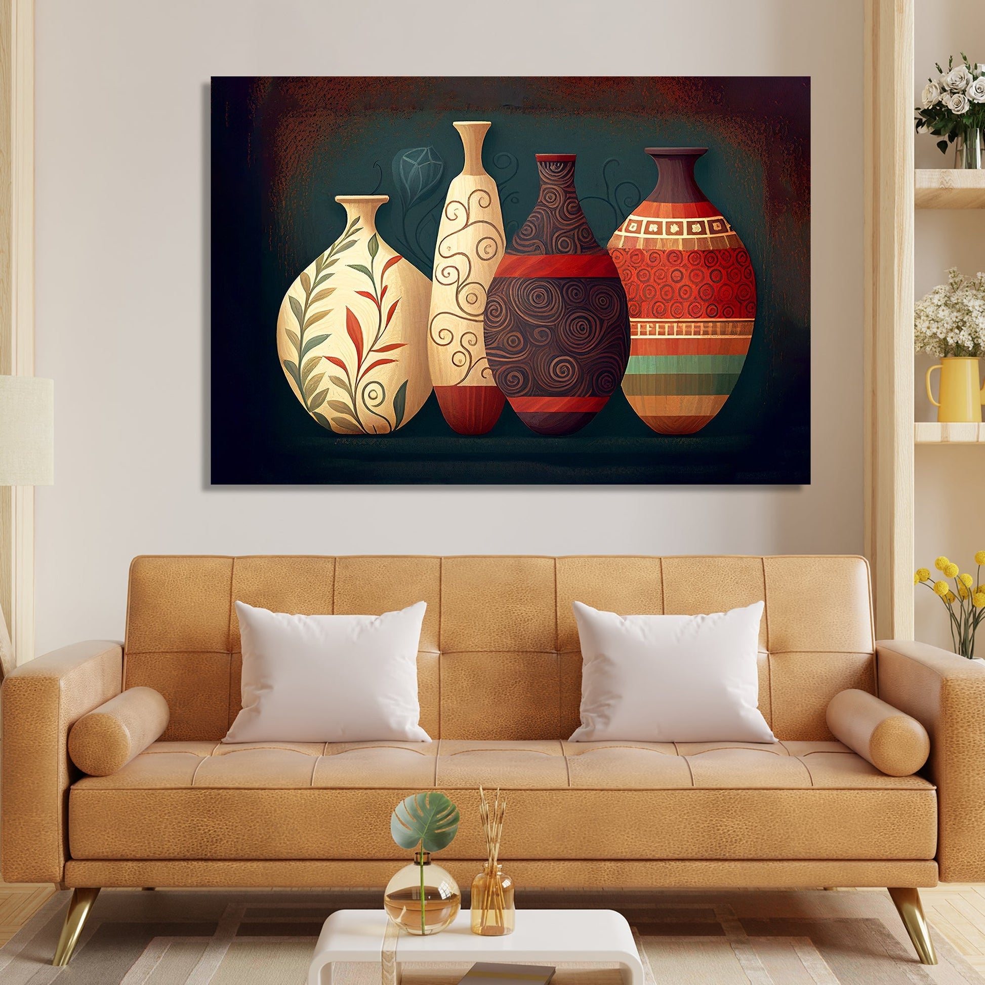 Kotart-Modern Art Canvas Painting for Home Living Room Wall Decor - Beautiful Vases Pots Printed Home Decor Canvas Paintings-Posters, Prints, & Visual Artwork