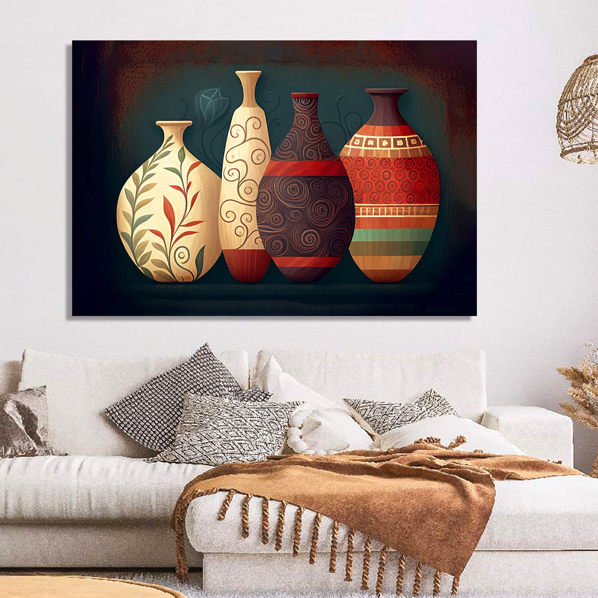 Kotart-Modern Art Canvas Painting for Home Living Room Wall Decor - Beautiful Vases Pots Printed Home Decor Canvas Paintings-Posters, Prints, & Visual Artwork