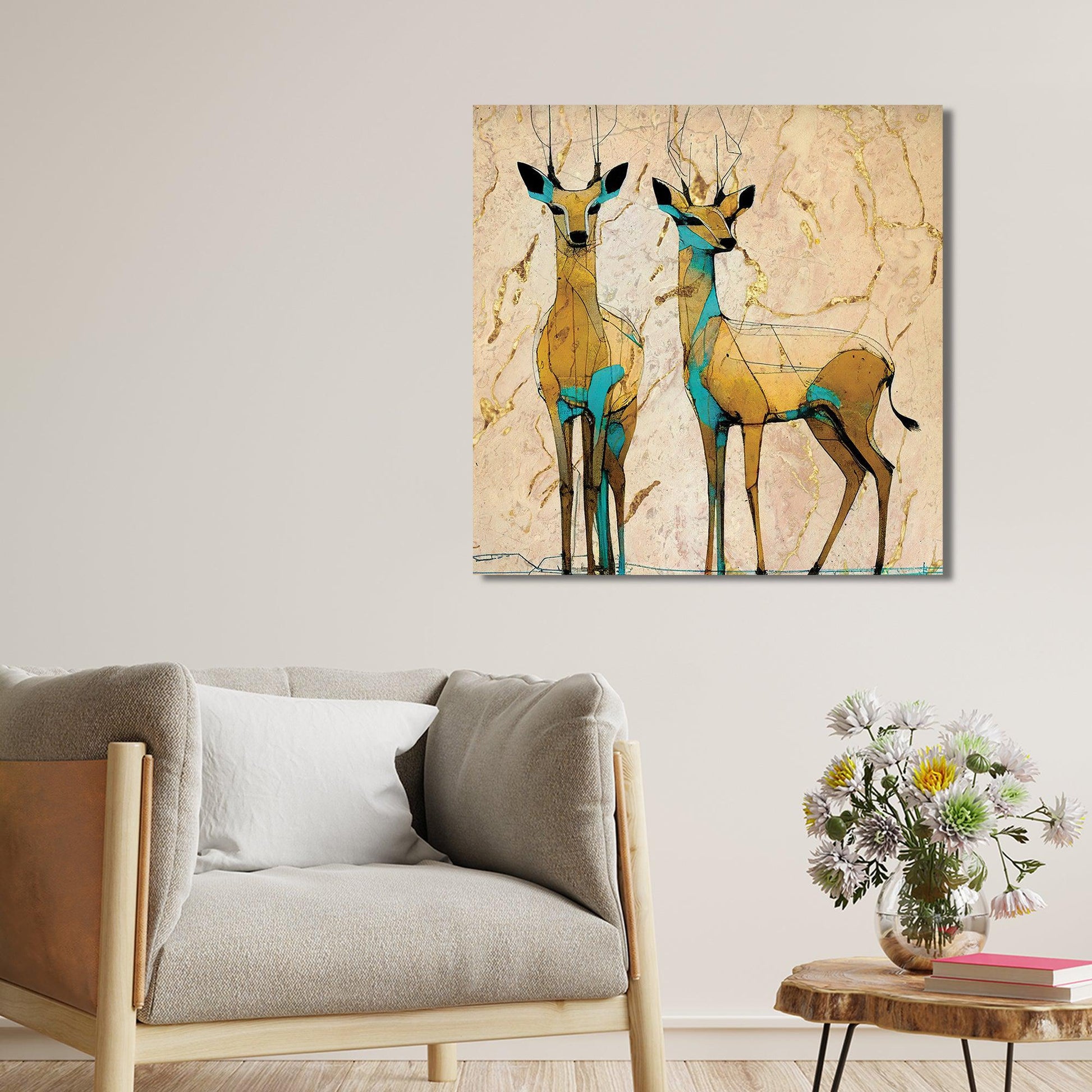 Kotart-Modern Canvas Painting - Abstract Deer Canvas Art-Posters, Prints, & Visual Artwork