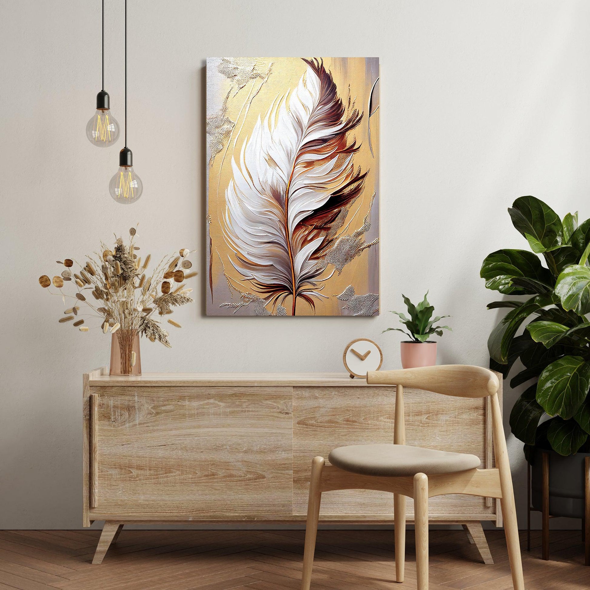 Kotart-Modern Feather Canvas Painting - Large Feather Canvas Art for Wall Decor-Posters, Prints, & Visual Artwork