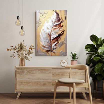 Kotart-Modern Feather Canvas Painting - Large Feather Canvas Art for Wall Decor-Posters, Prints, & Visual Artwork