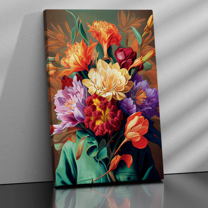 Kotart-Modern Floral Head Canvas Art - Large Floral Canvas Painting - Colorful Vibrant Canvas Art for Living Room Wall Decor-Posters, Prints, & Visual Artwork