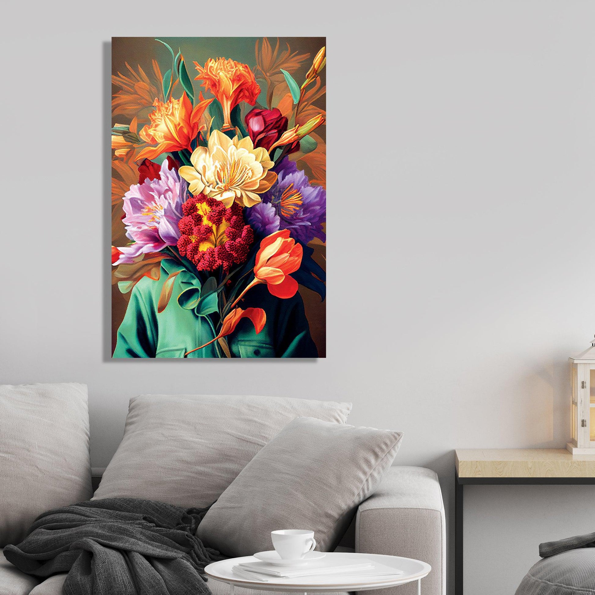 Kotart-Modern Floral Head Canvas Art - Large Floral Canvas Painting - Colorful Vibrant Canvas Art for Living Room Wall Decor-Posters, Prints, & Visual Artwork