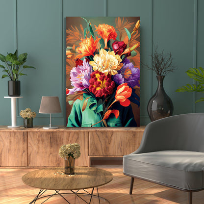 Kotart-Modern Floral Head Canvas Art - Large Floral Canvas Painting - Colorful Vibrant Canvas Art for Living Room Wall Decor-Posters, Prints, & Visual Artwork