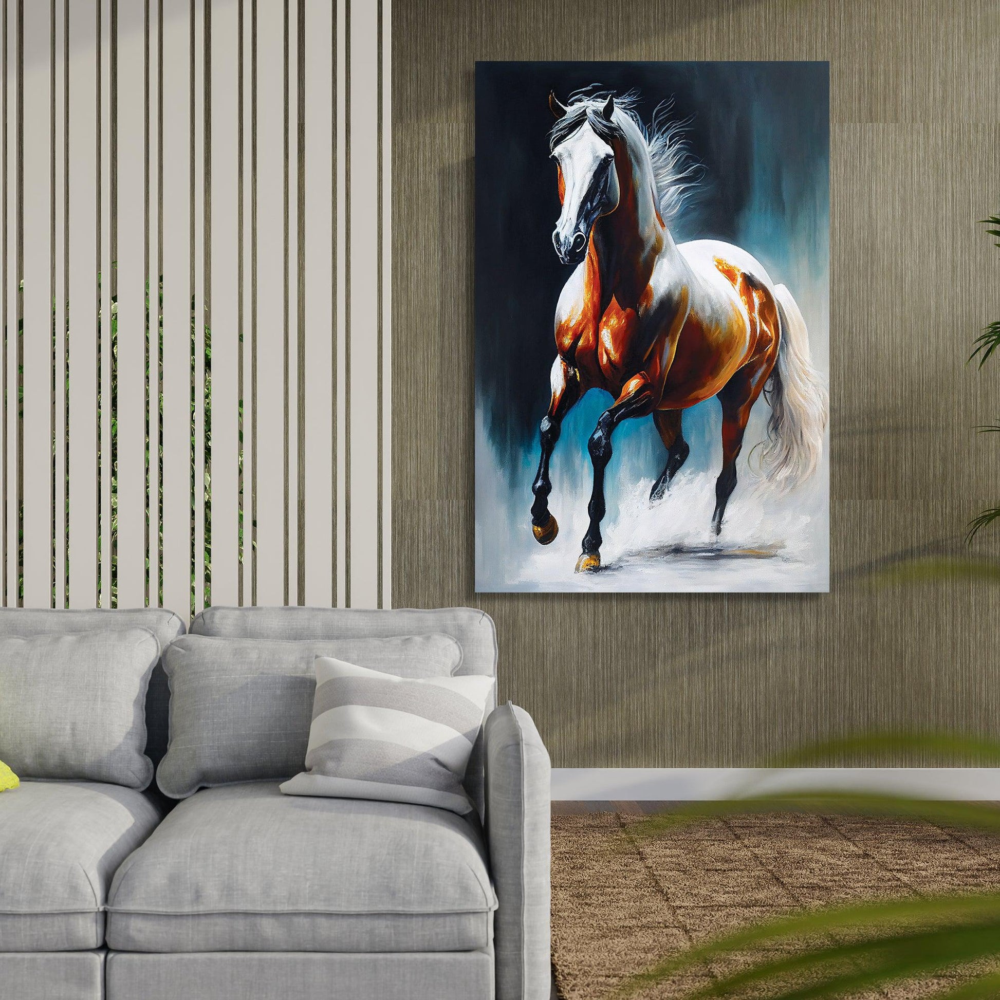 Kotart-Modern Horse Canvas Art Painting - Big Size Canvas Art - Running Horse Canvas Paintings-Posters, Prints, & Visual Artwork