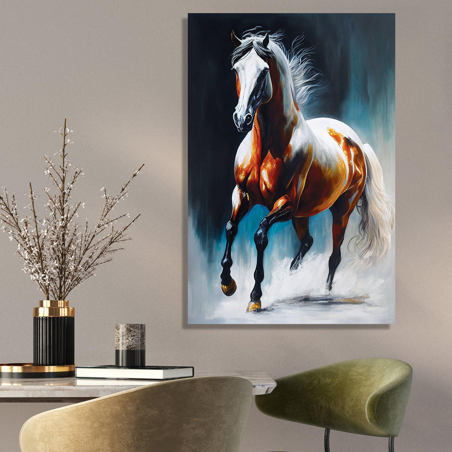 Kotart-Modern Horse Canvas Art Painting - Big Size Canvas Art - Running Horse Canvas Paintings-Posters, Prints, & Visual Artwork