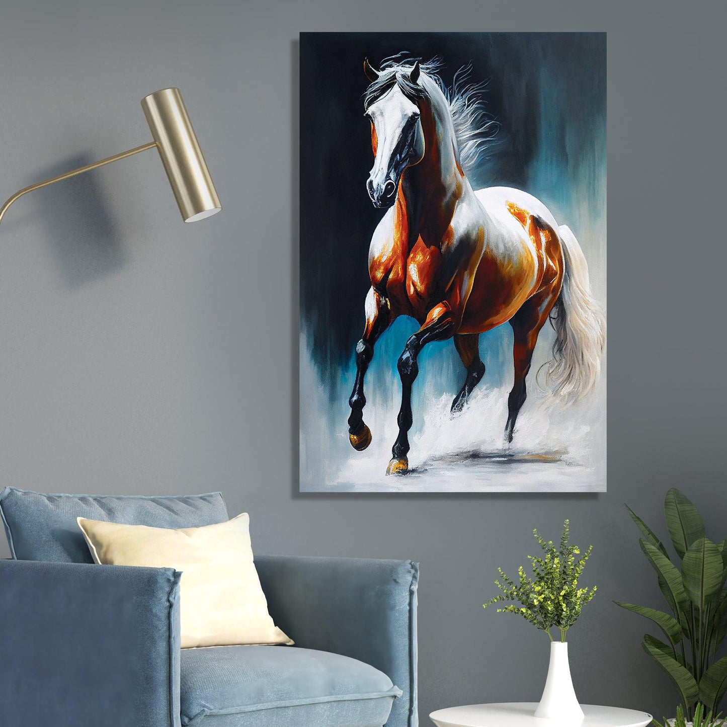 Kotart-Modern Horse Canvas Art Painting - Big Size Canvas Art - Running Horse Canvas Paintings-Posters, Prints, & Visual Artwork