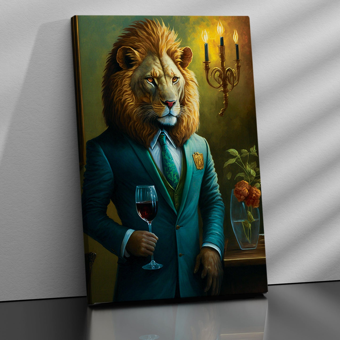 Kotart-Modern Lion in Suit Canvas Painting - Vibrant Rich Lion Canvas Art-Posters, Prints, & Visual Artwork