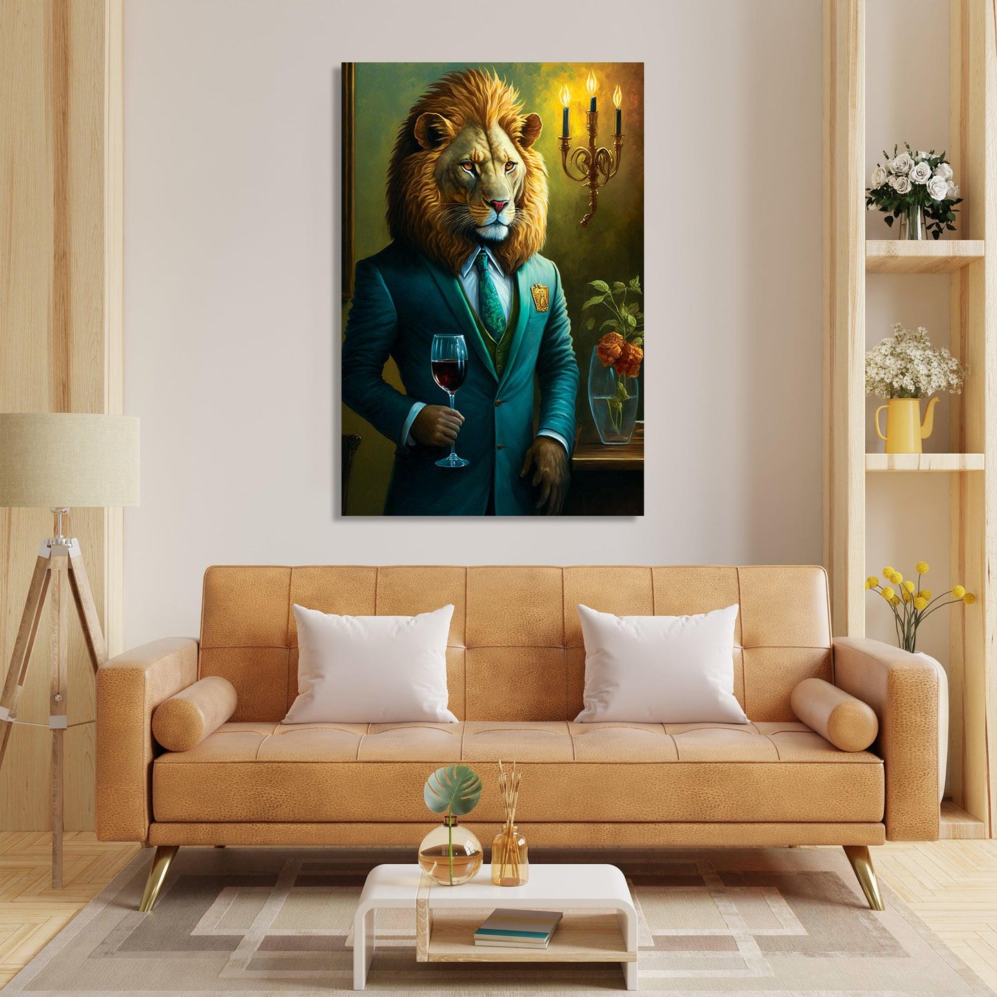 Kotart-Modern Lion in Suit Canvas Painting - Vibrant Rich Lion Canvas Art-Posters, Prints, & Visual Artwork