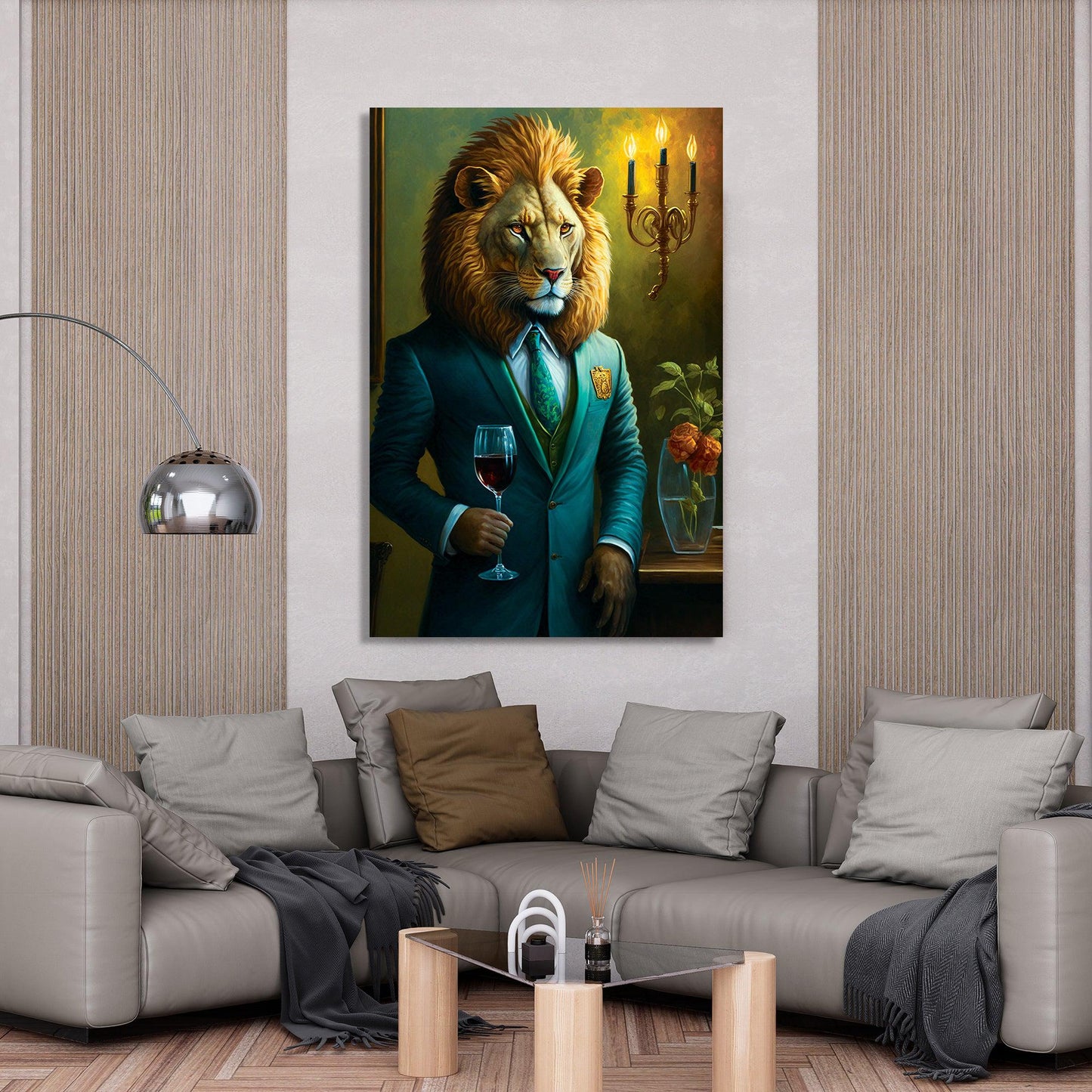 Kotart-Modern Lion in Suit Canvas Painting - Vibrant Rich Lion Canvas Art-Posters, Prints, & Visual Artwork