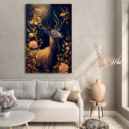 Kotart-Nature Inspired Floral Deer Canvas Art for Home Decor - Modern Art Canvas Paintings for Living Room Bedroom Home and Office Wall Decor-Posters, Prints, & Visual Artwork