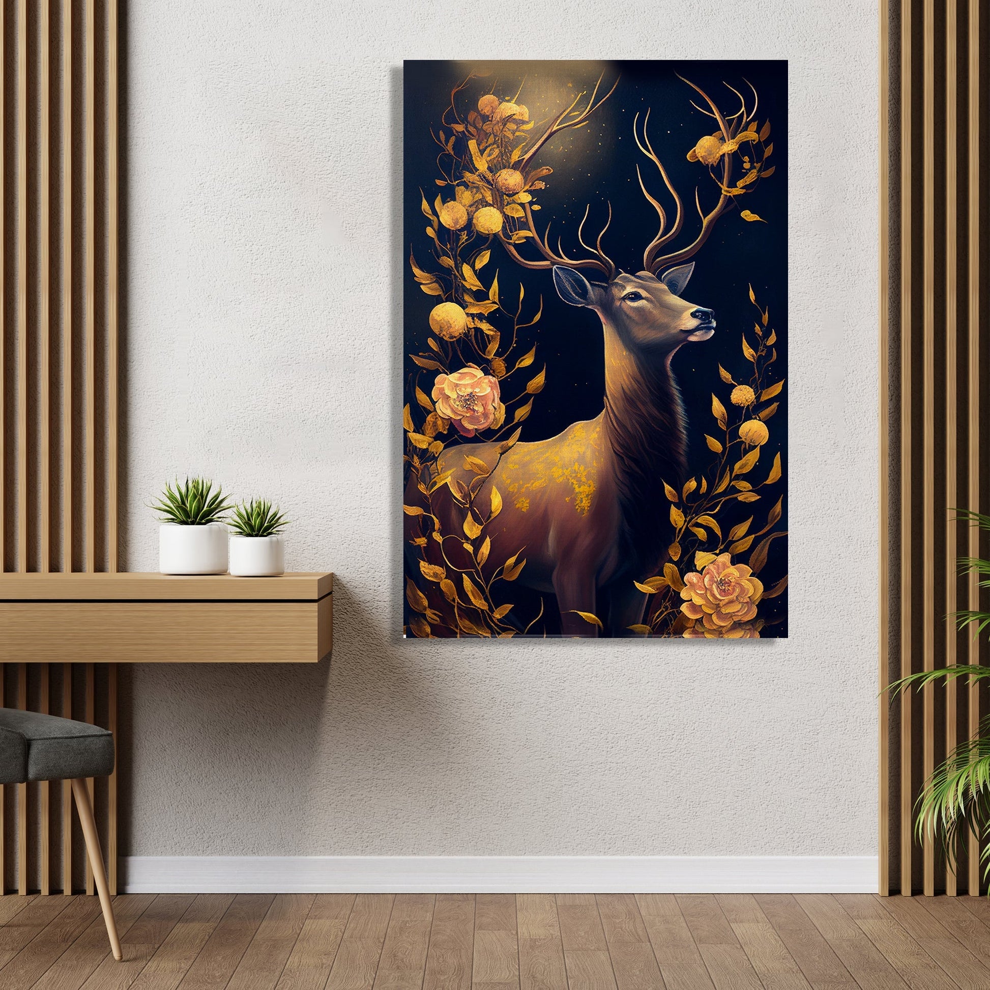 Kotart-Nature Inspired Floral Deer Canvas Art for Home Decor - Modern Art Canvas Paintings for Living Room Bedroom Home and Office Wall Decor-Posters, Prints, & Visual Artwork