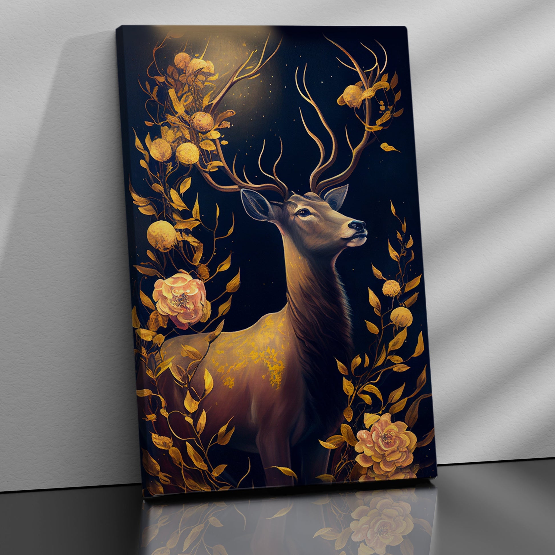 Kotart-Nature Inspired Floral Deer Canvas Art for Home Decor - Modern Art Canvas Paintings for Living Room Bedroom Home and Office Wall Decor-Posters, Prints, & Visual Artwork