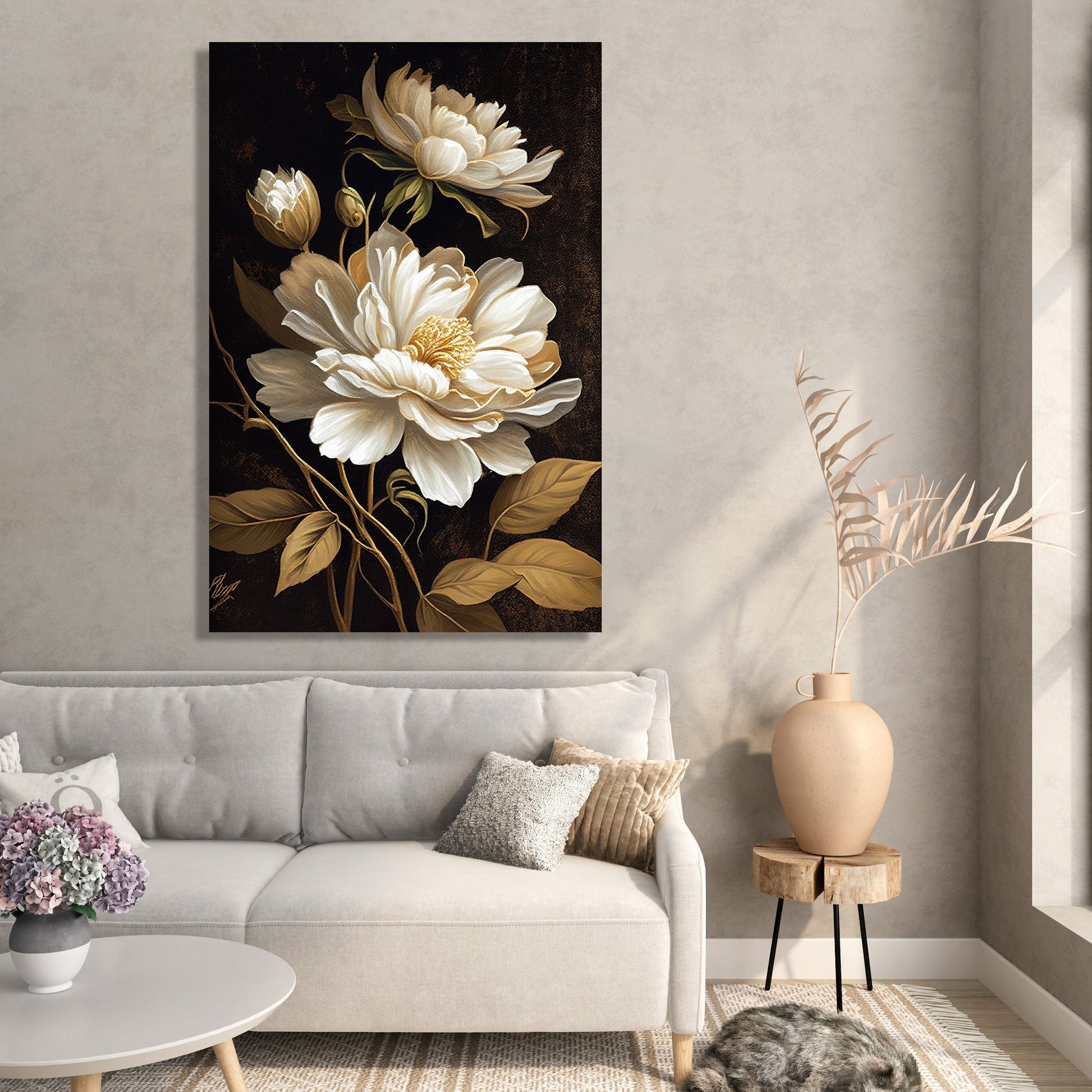 Kotart-Nature Inspired White Flower Canvas Painting for Home Living Room Bedroom Wall Decor - Home Decor Canvas Art-Posters, Prints, & Visual Artwork