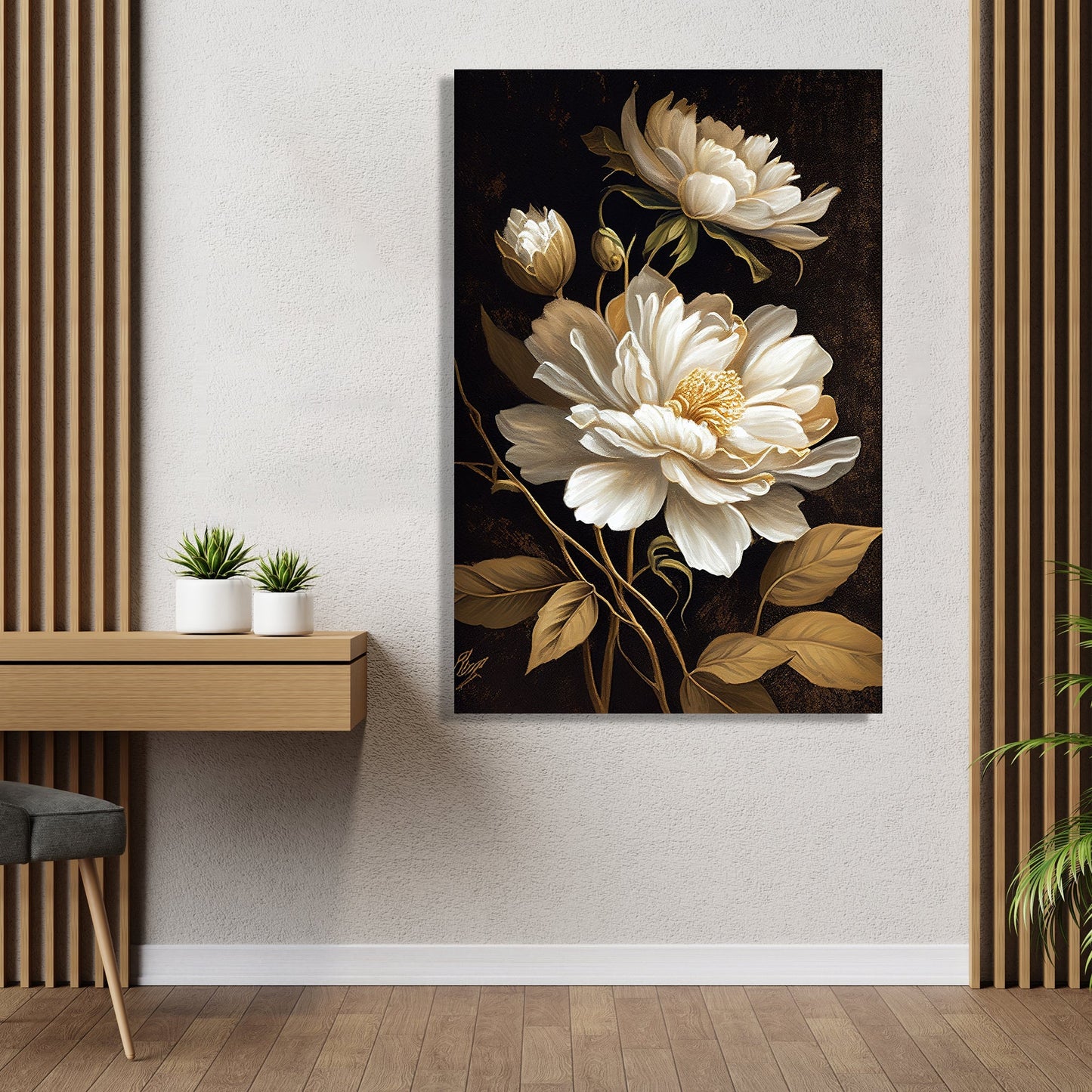 Kotart-Nature Inspired White Flower Canvas Painting for Home Living Room Bedroom Wall Decor - Home Decor Canvas Art-Posters, Prints, & Visual Artwork