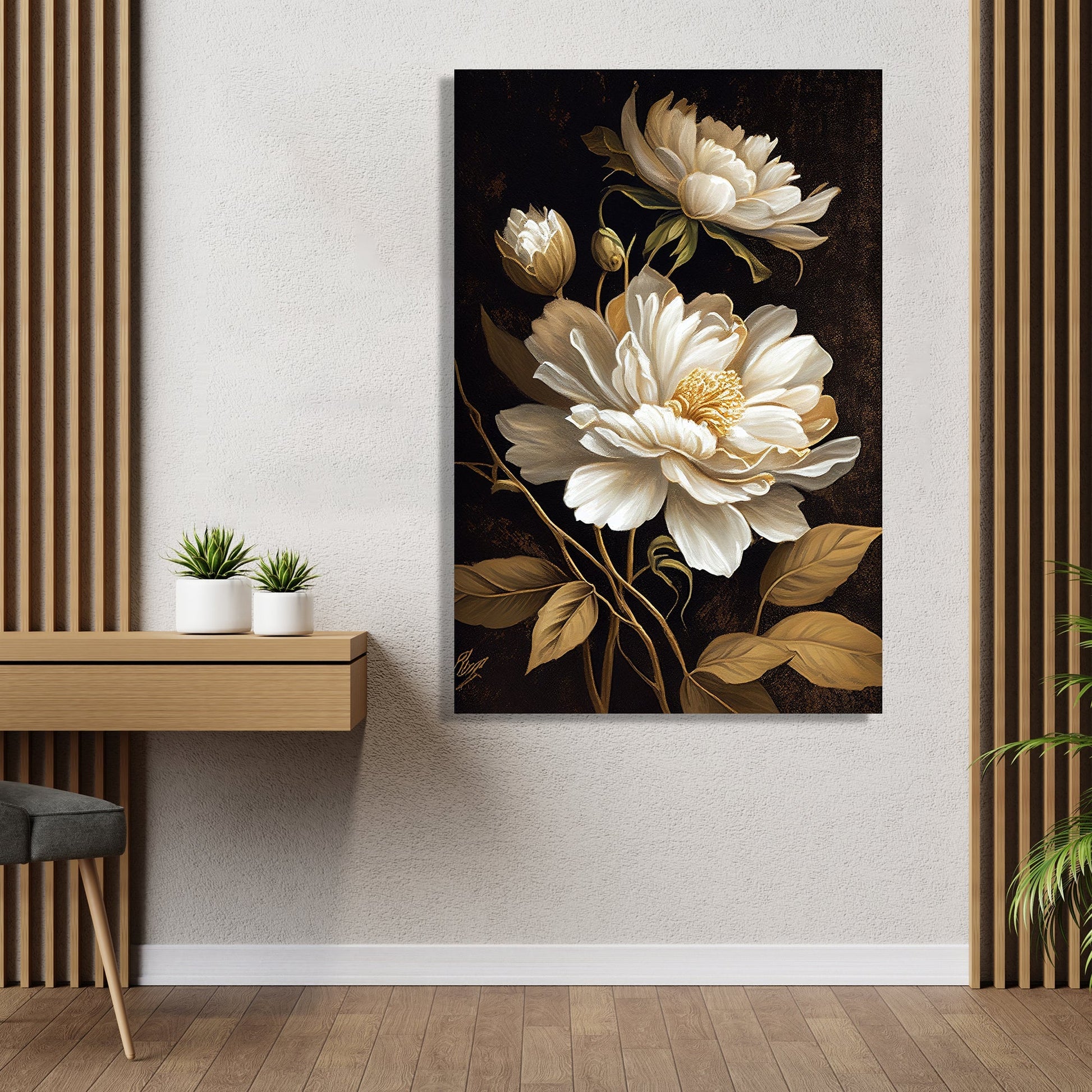Kotart-Nature Inspired White Flower Canvas Painting for Home Living Room Bedroom Wall Decor - Home Decor Canvas Art-Posters, Prints, & Visual Artwork